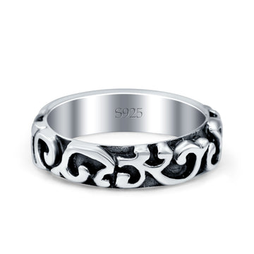 Silver Oxidized Band Solid 925 Sterling Silver Thumb Ring (5.5mm)
